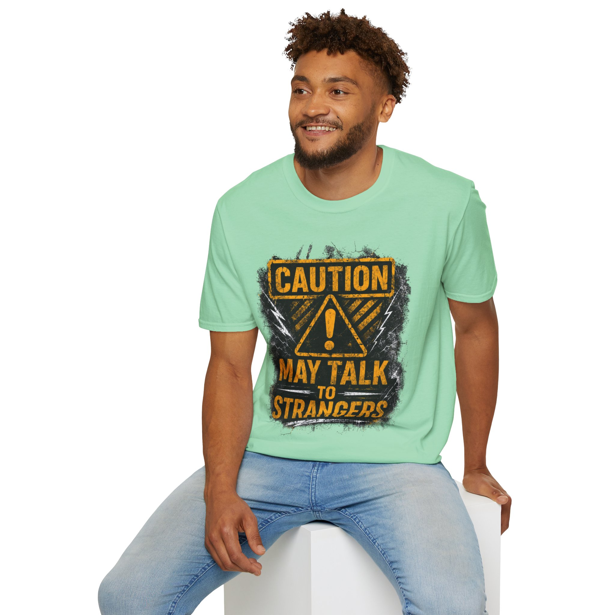 Caution May Talk To Strangers T-Shirt — Funny Conversation Starter Tee - Image 6