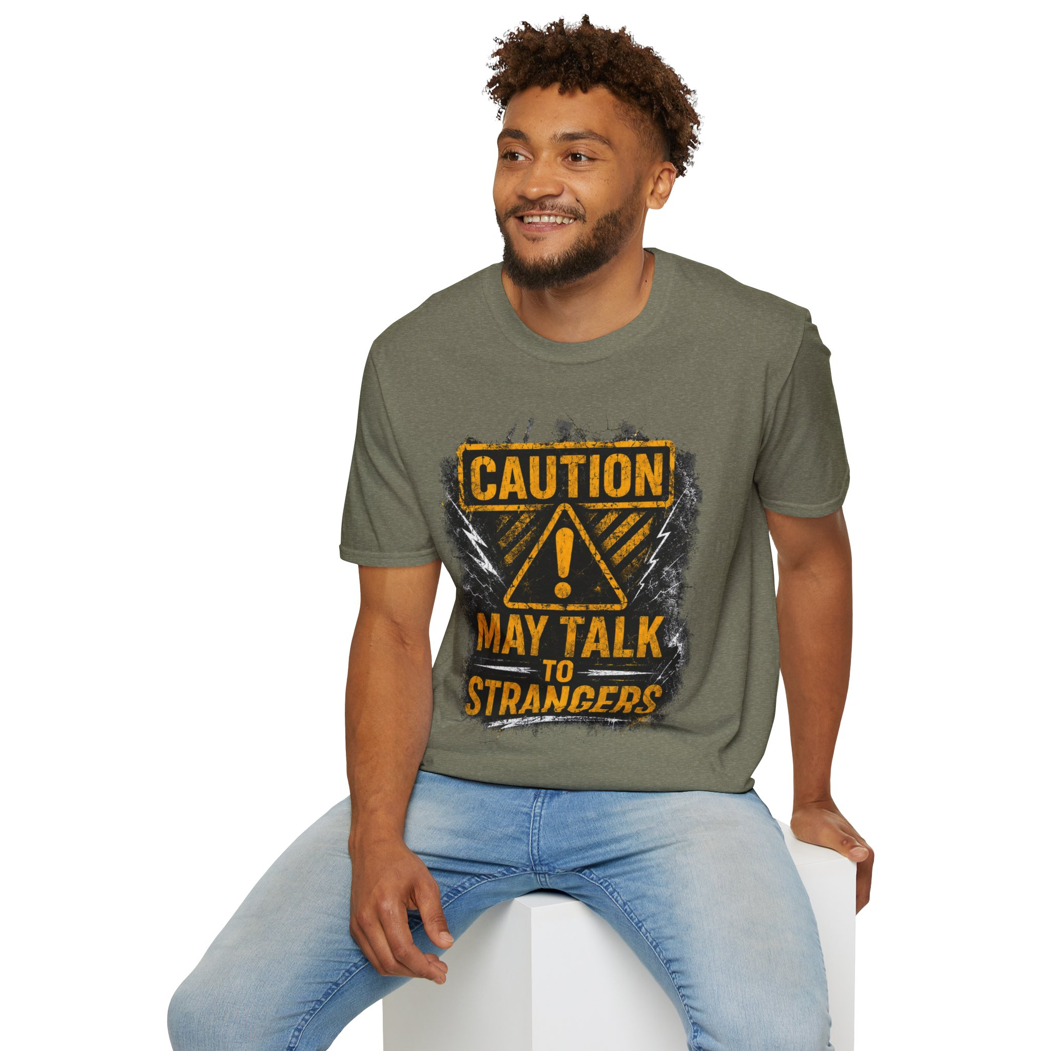 Caution May Talk To Strangers T-Shirt — Funny Conversation Starter Tee - Image 4