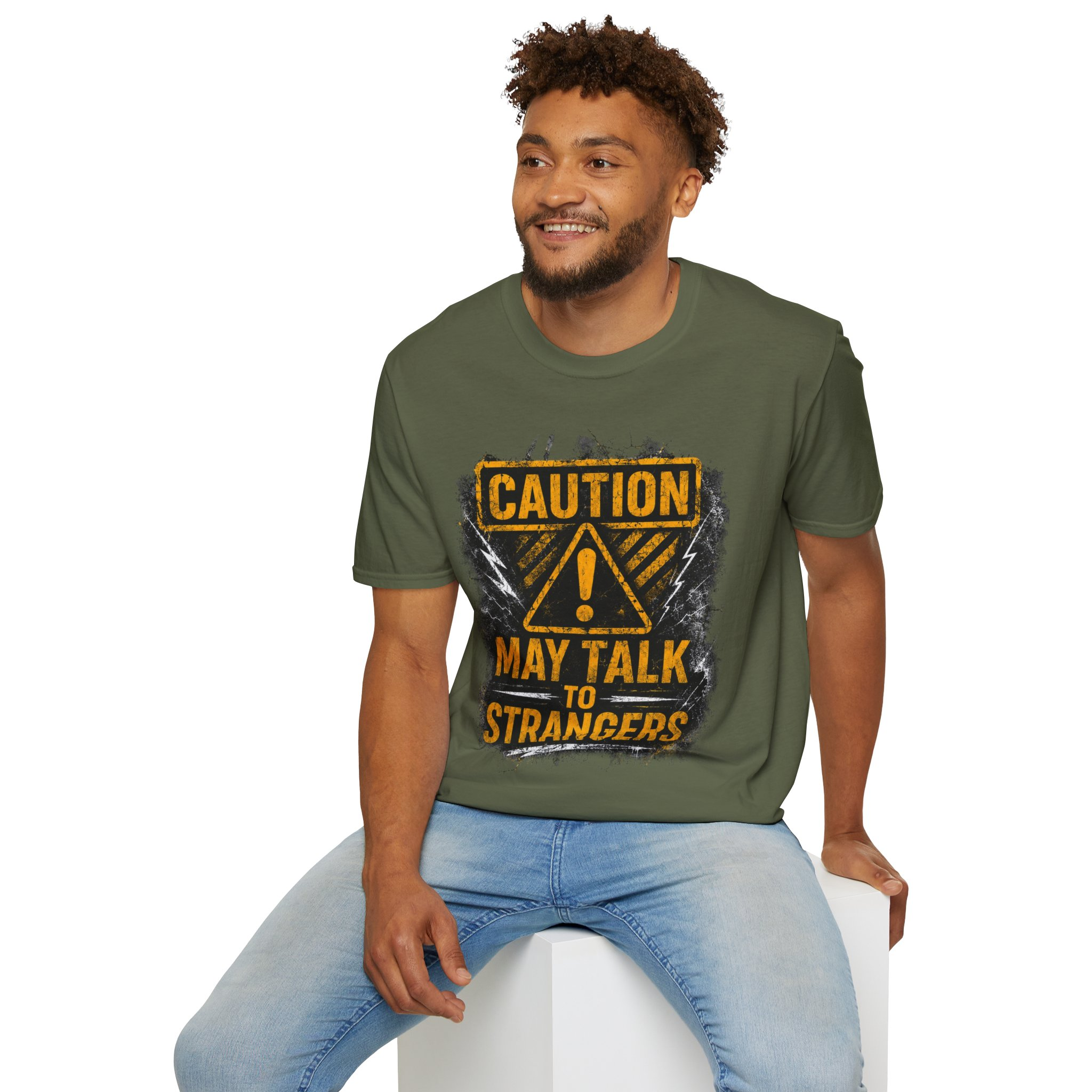 Caution May Talk To Strangers T-Shirt — Funny Conversation Starter Tee - Image 5