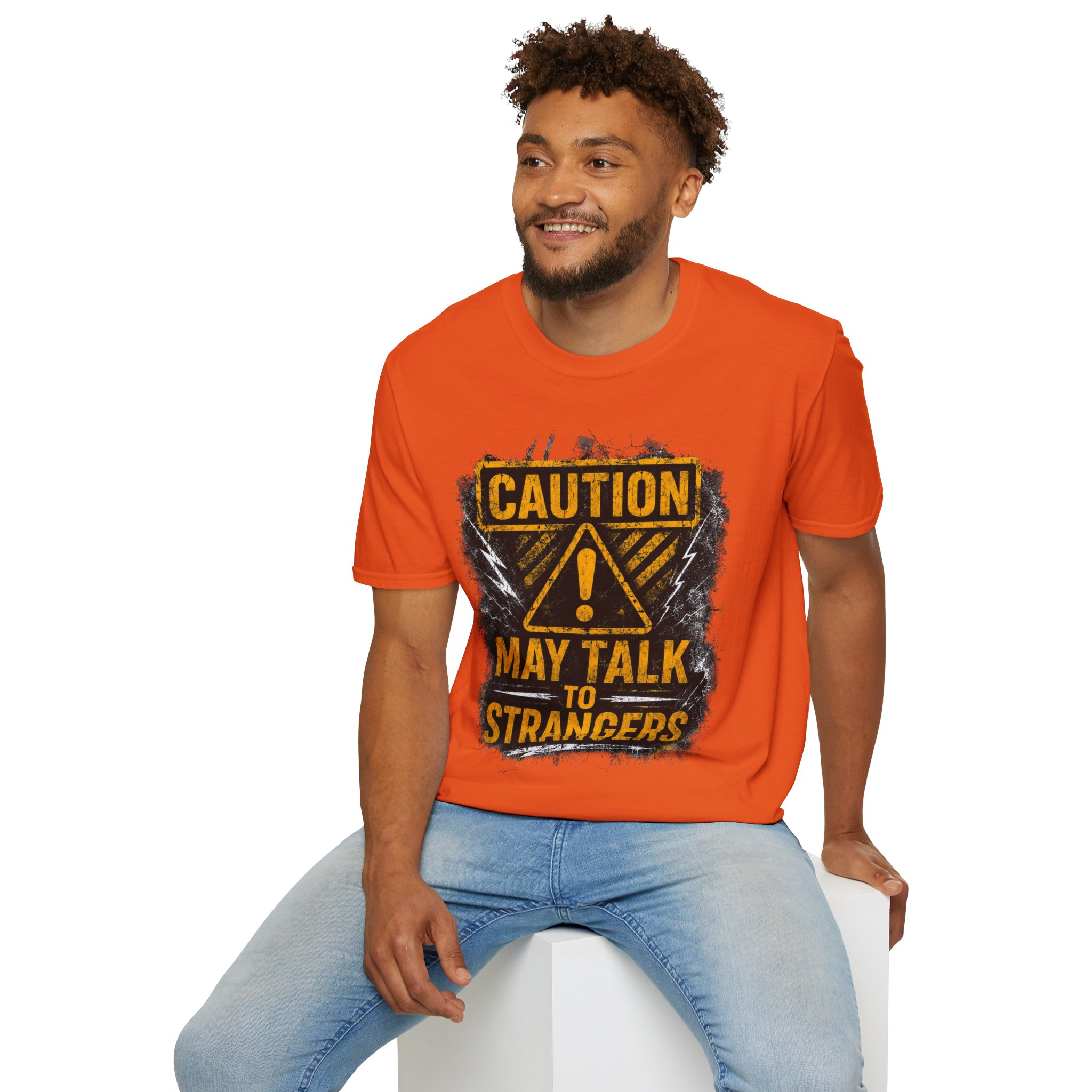 Caution May Talk To Strangers T-Shirt — Funny Conversation Starter Tee - Image 3