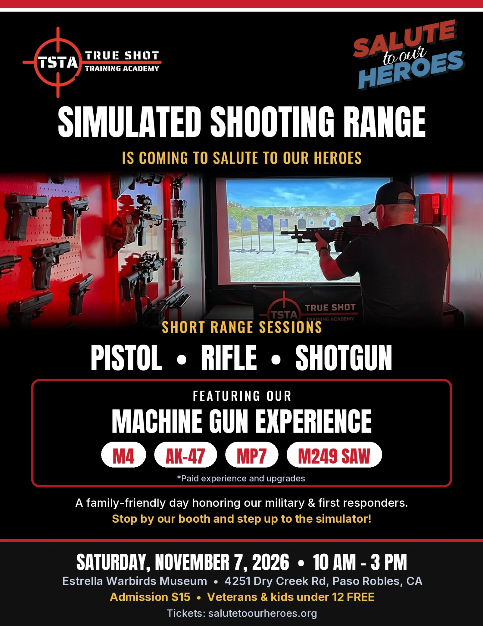 TSTA Simulated Shooting Range at Salute to Our Heroes, Nov 7 2026